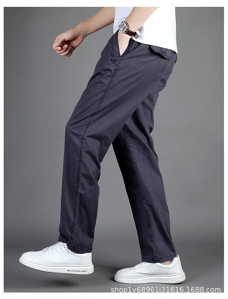 Men's Black Loose Straight Pants Casual Wear — feature 16
