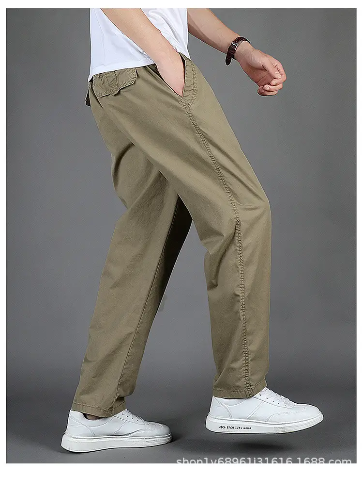 Men's Black Loose Straight Pants Casual Wear — feature 21