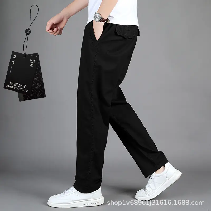 Men's Black Loose Straight Pants Casual Wear - Image 6