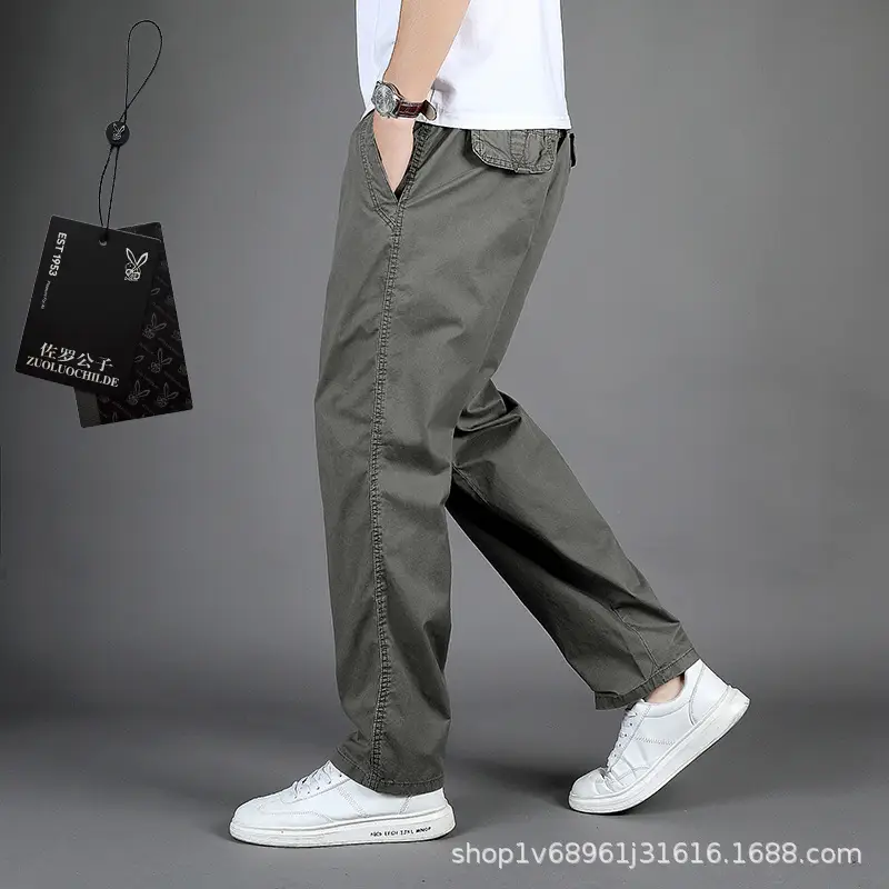 Men's Black Loose Straight Pants Casual Wear - Image 7