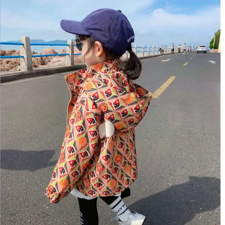 Girls Korean Style Trench Coat Long Sleeve Cartoon - Image 4