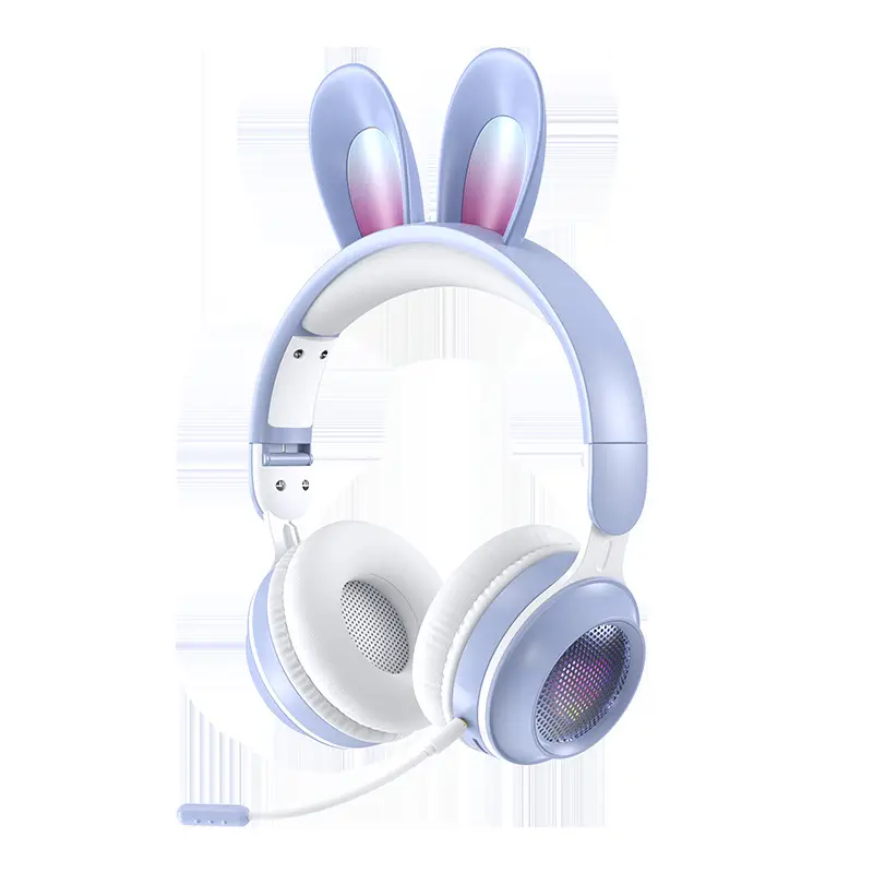 Rabbit Ear Bluetooth Headphones Pink Foldable with Card Slot - Image 10