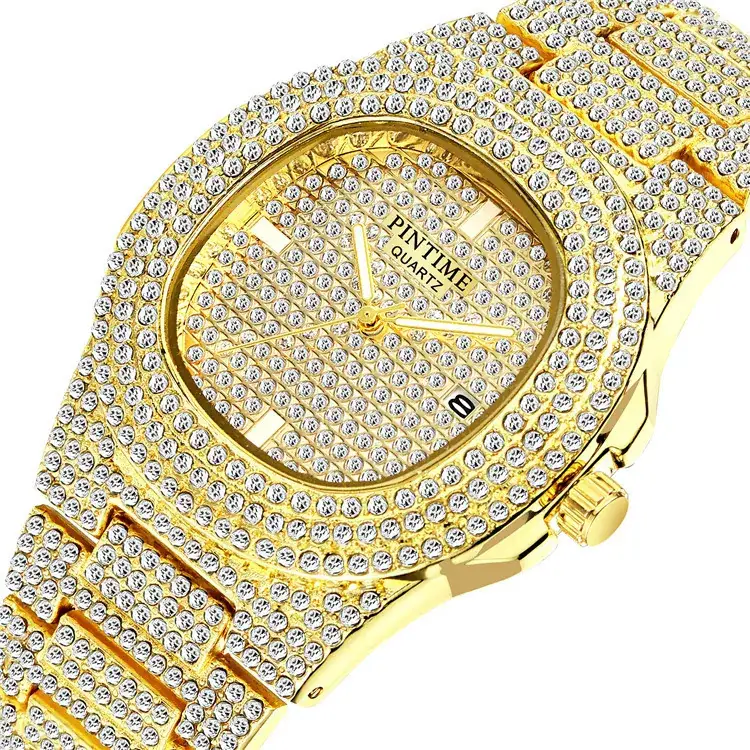 Men's Diamond Strap Watch with Gypsophila Steel & PINTIME Dial - Image 5
