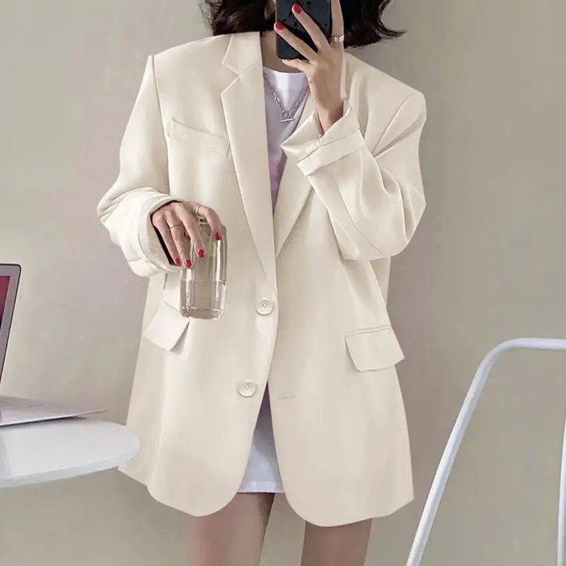 Women Khaki Blazer Jacket Korean British Style - Image 10