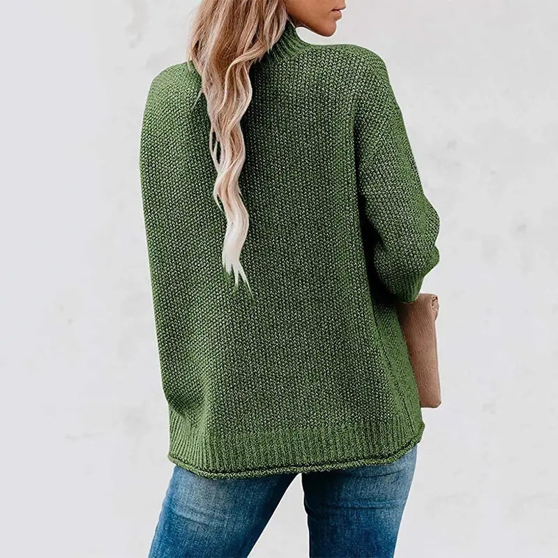 New 2023 Pullover Sweater High Neck Beige Loose Fit — feature 10