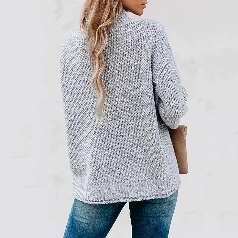 New 2023 Pullover Sweater High Neck Beige Loose Fit — feature 12