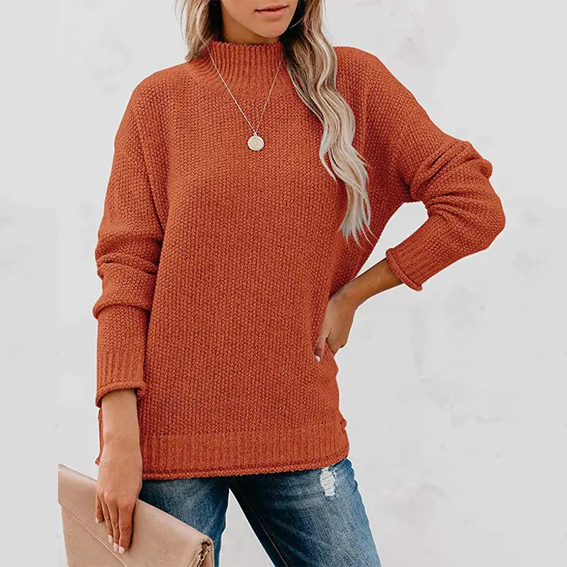 New 2023 Pullover Sweater High Neck Beige Loose Fit — feature 15