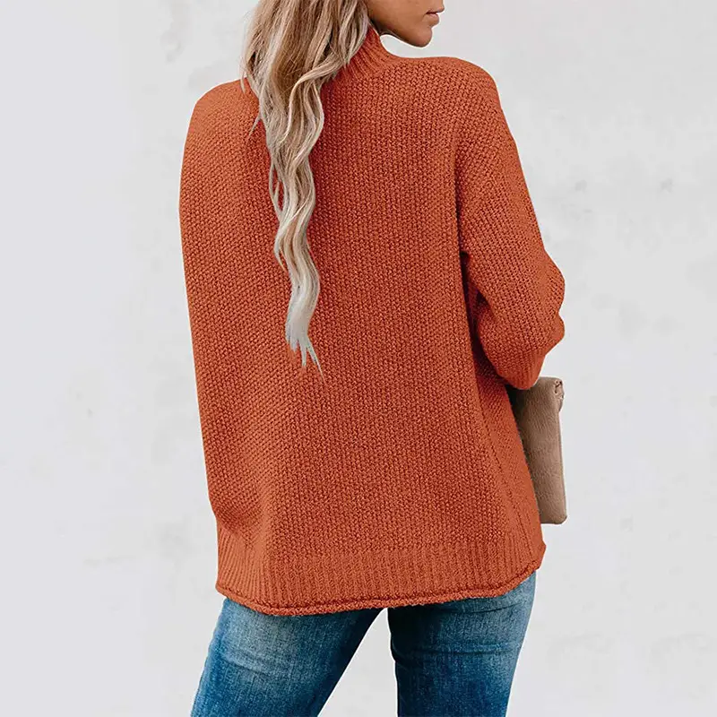 New 2023 Pullover Sweater High Neck Beige Loose Fit — feature 16