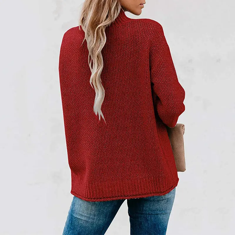 New 2023 Pullover Sweater High Neck Beige Loose Fit — feature 18
