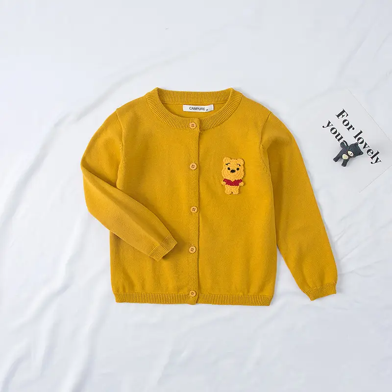 Japanese Long Sleeve Cardigan for Kids Cartoon Embroidered Grey - Image 6
