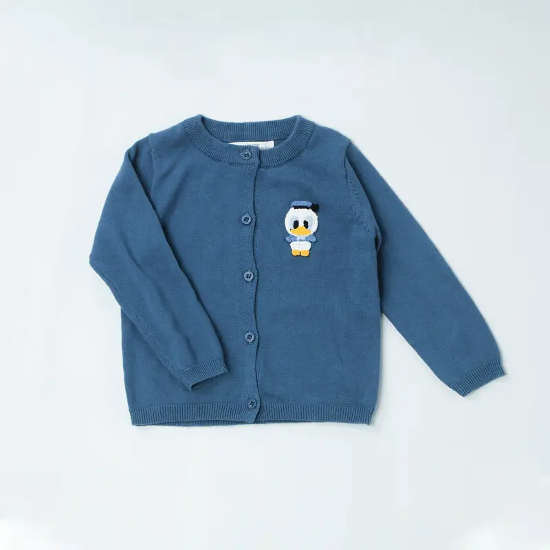 Japanese Long Sleeve Cardigan for Kids Cartoon Embroidered Grey - Image 7