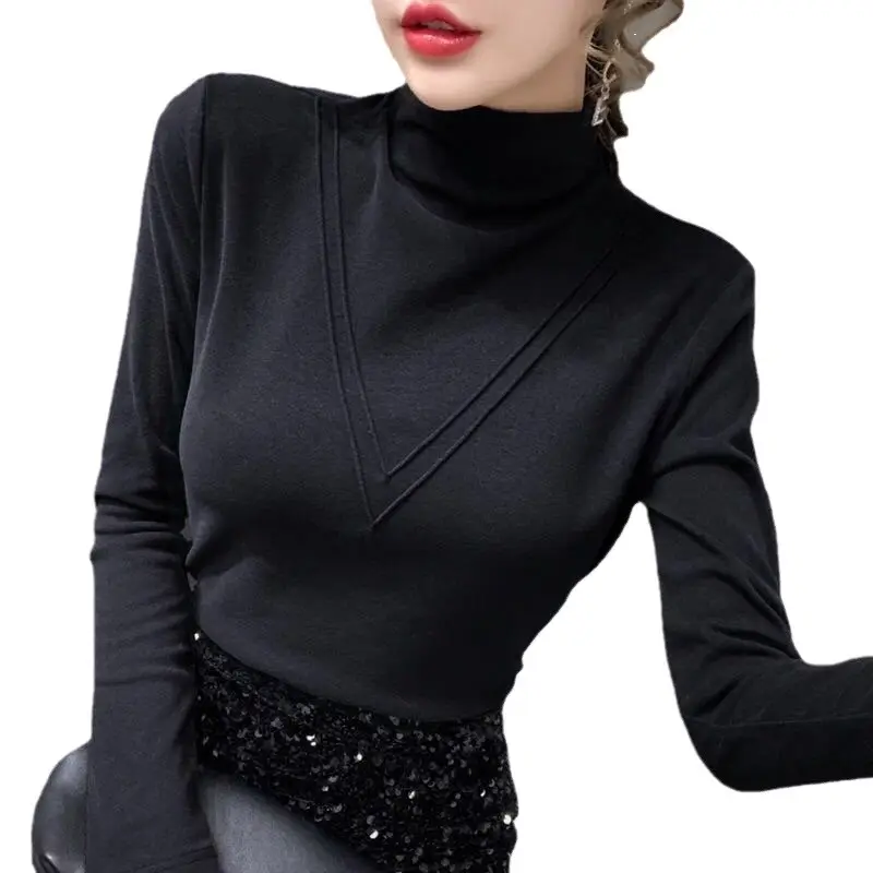 German Velvet High Collar Slim Fit Shirt Brown - Image 7