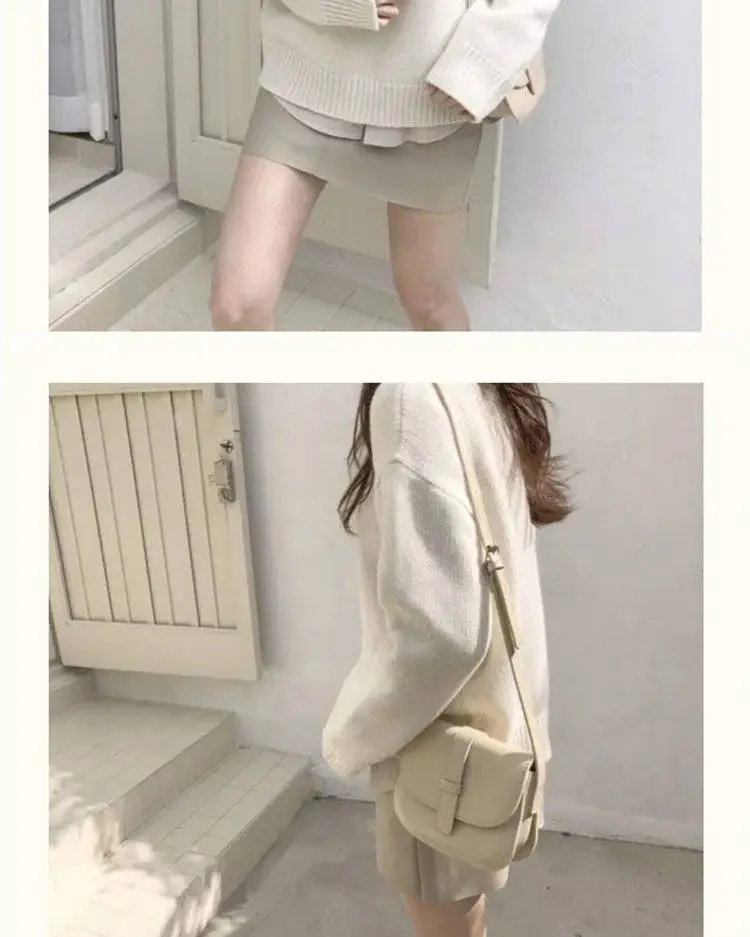 Women Loose Knitted Pullover Sweater Purple Round Neck — feature 4