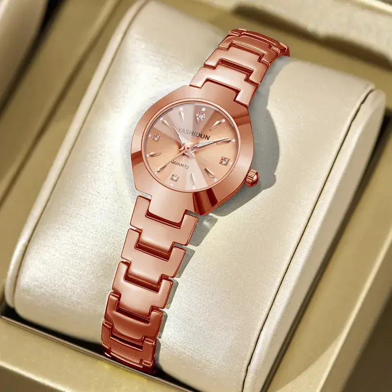 Rose Gold Ladies Quartz Watch with Diamond Dial - Image 3