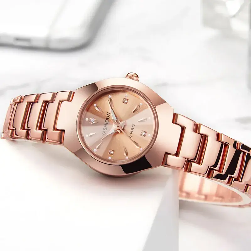 Rose Gold Ladies Quartz Watch with Diamond Dial - Image 4