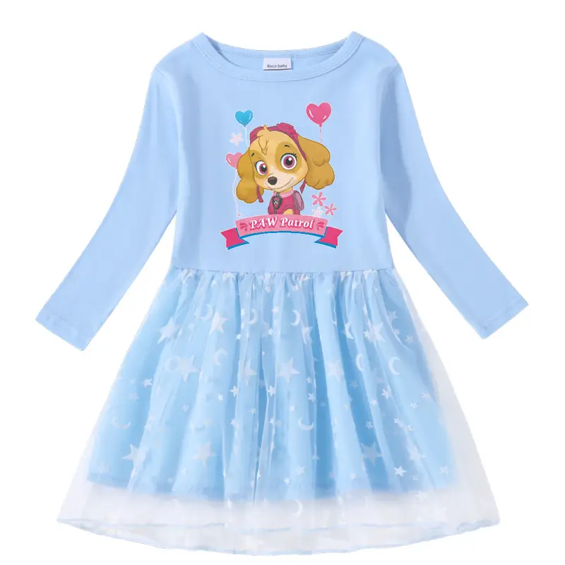 Pink Cotton Star Moon Dress for Girls - Image 3