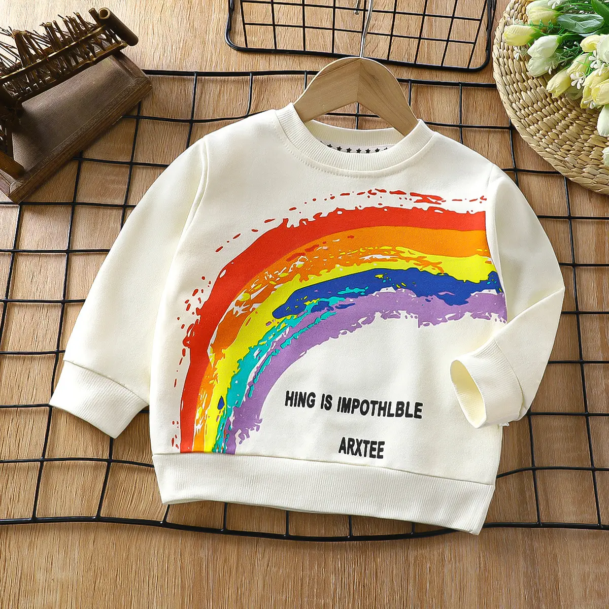 Red Rainbow Graphic Kids Sweatshirt 2025 Cotton - Image 13