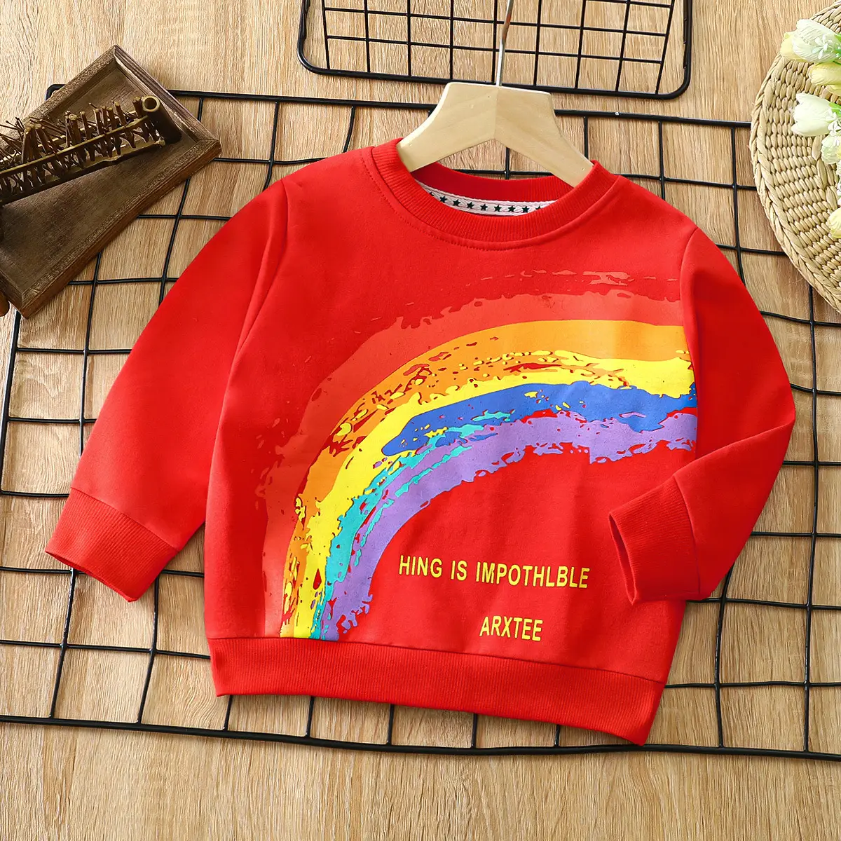 Red Rainbow Graphic Kids Sweatshirt 2025 Cotton - Image 15