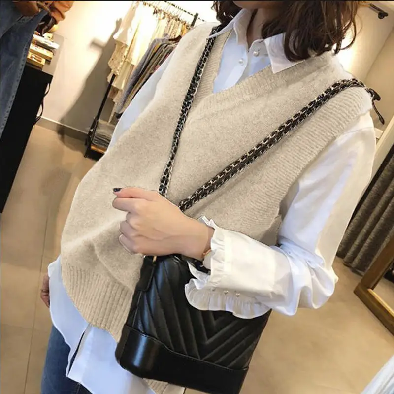 Women V-Neck Sleeveless Knit Vest Pullover - Image 5