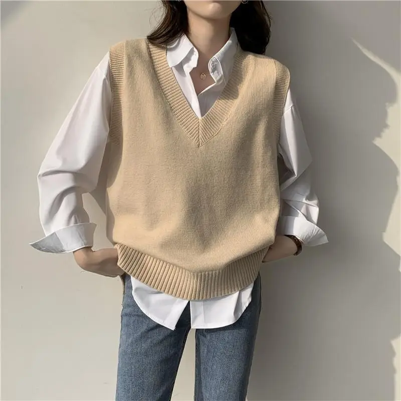 Women V-Neck Sleeveless Knit Vest Pullover - Image 6