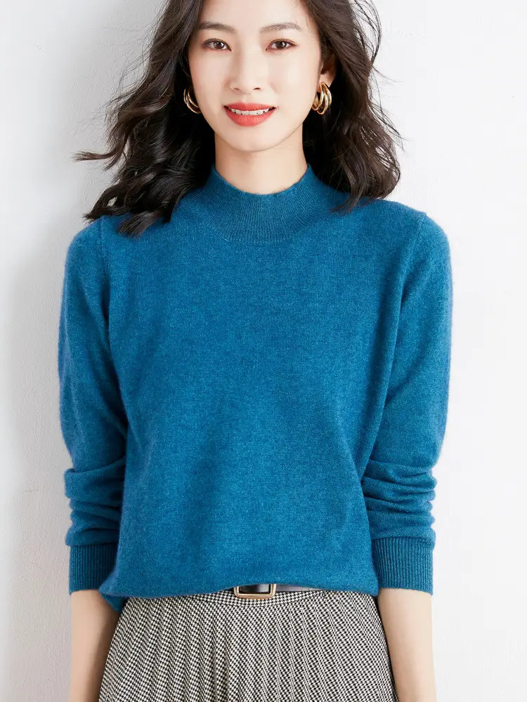 Women Wool Blottom Turtleneck Sweater Black - Image 12