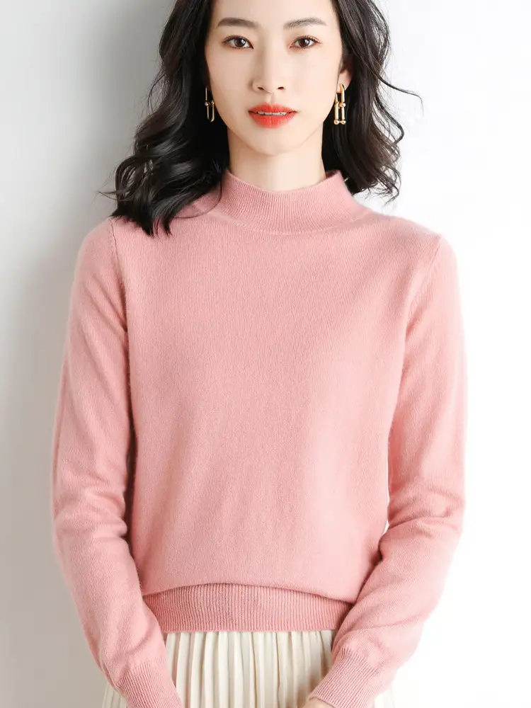 Women Wool Blottom Turtleneck Sweater Black - Image 2