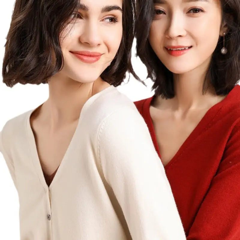 Black Knit V Neck Cardigan Women Long Sleeve - Image 17