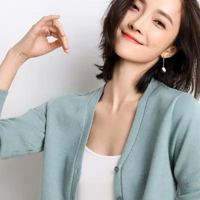 Black Knit V Neck Cardigan Women Long Sleeve - Image 10
