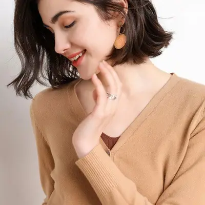 Black Knit V Neck Cardigan Women Long Sleeve - Image 12