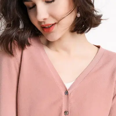 Black Knit V Neck Cardigan Women Long Sleeve - Image 2