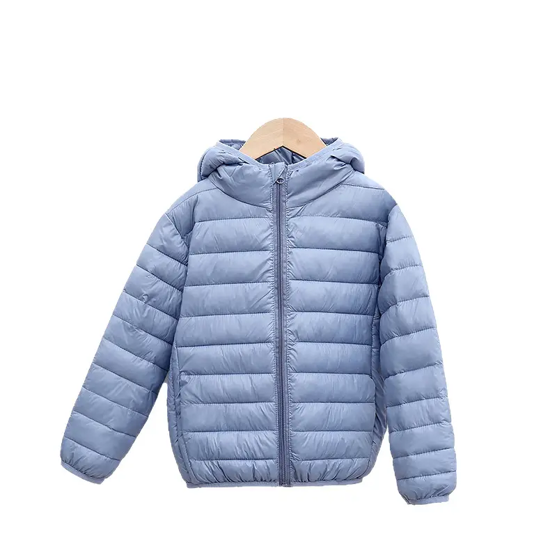 Light Blue Hooded Cotton Puffer Jacket for Boys Girls Large - Image 10