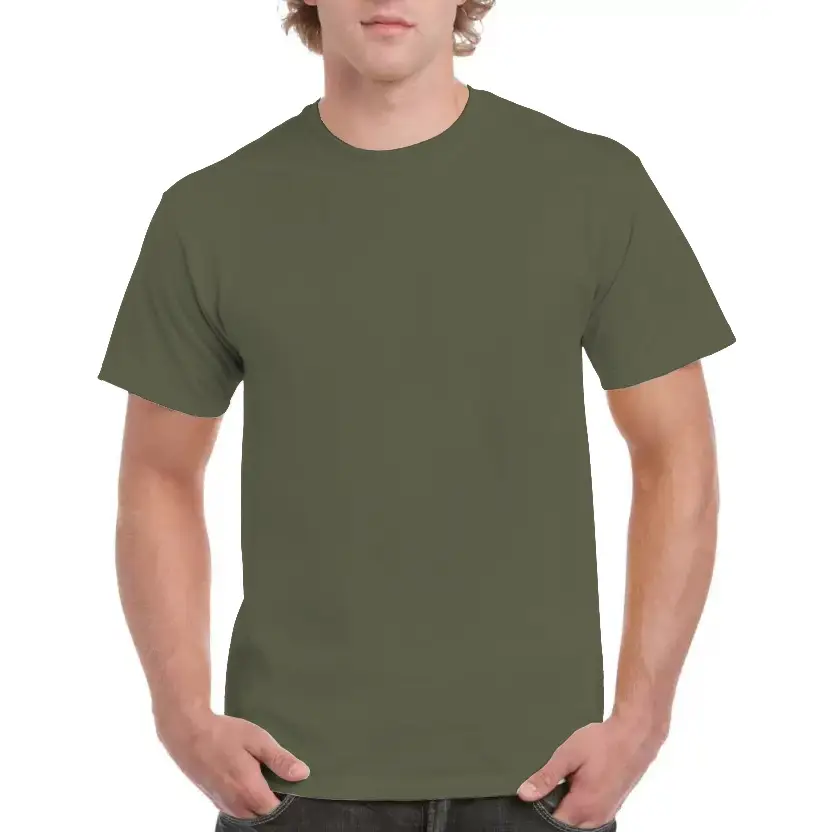 Pure Cotton Green Men's T-Shirt Short Sleeve Export Large