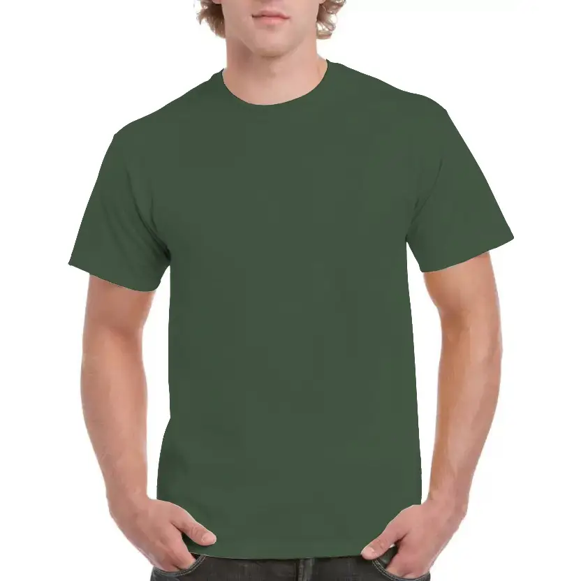 Pure Cotton Green Men's T-Shirt Short Sleeve Export Large