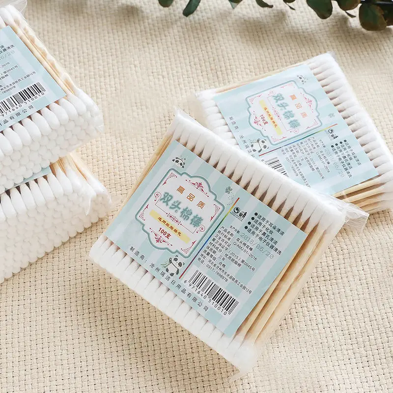 Double-Headed Cotton Swabs 500 Pcs Wooden Sticks Ear Makeup Cleaning - Image 7