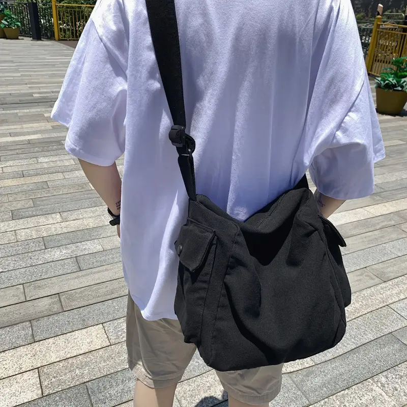 Men Pure Color Canvas Shoulder Bag 2025 Summer - Image 6
