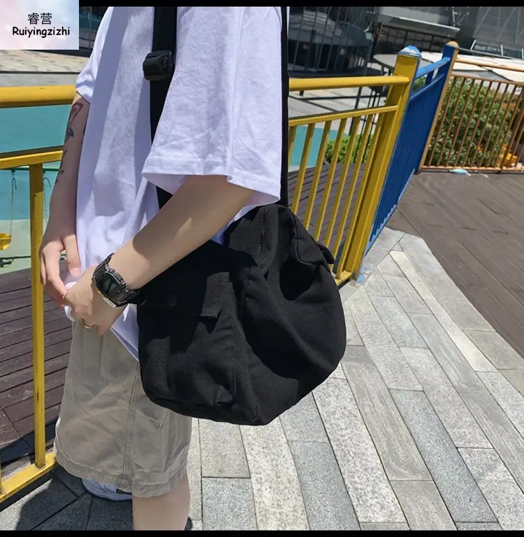 Men Pure Color Canvas Shoulder Bag 2025 Summer — feature 11