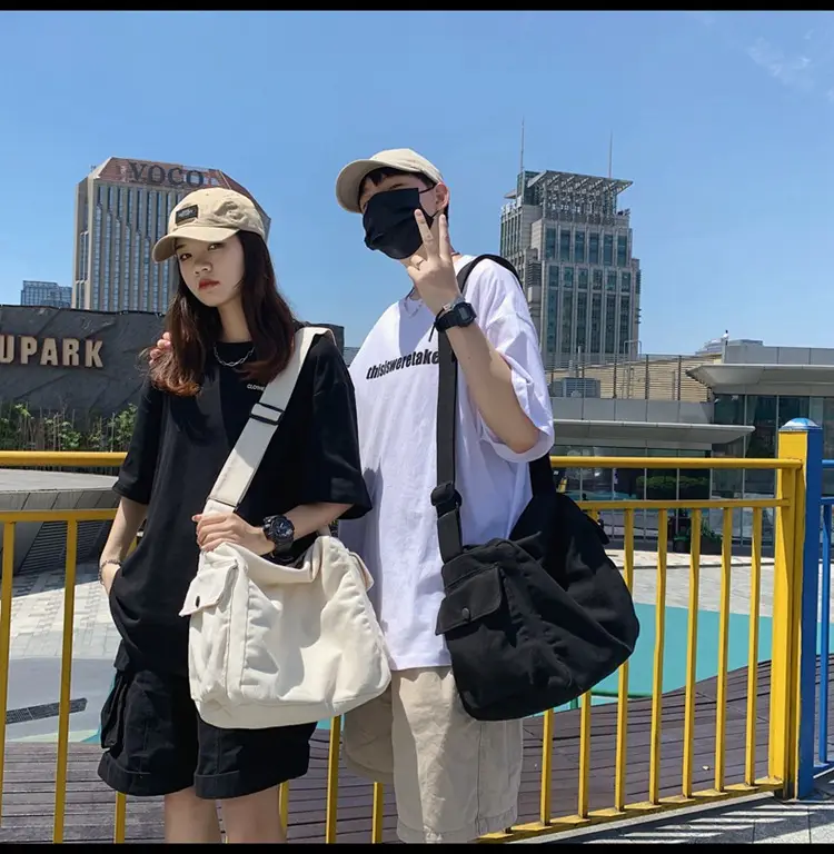 Men Pure Color Canvas Shoulder Bag 2025 Summer — feature 15