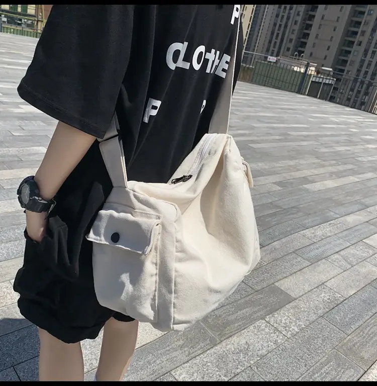Men Pure Color Canvas Shoulder Bag 2025 Summer — feature 23