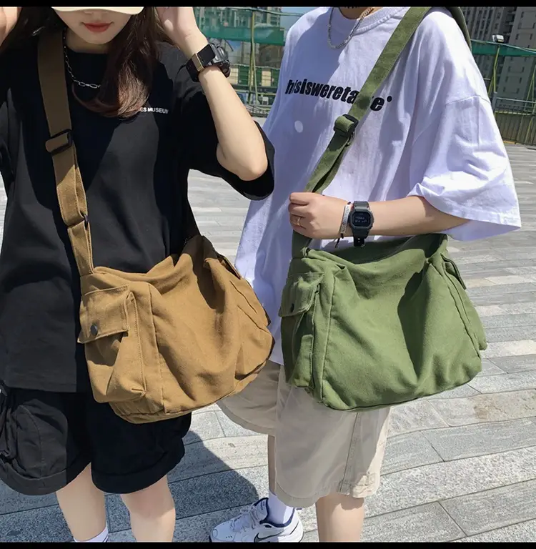 Men Pure Color Canvas Shoulder Bag 2025 Summer — feature 27