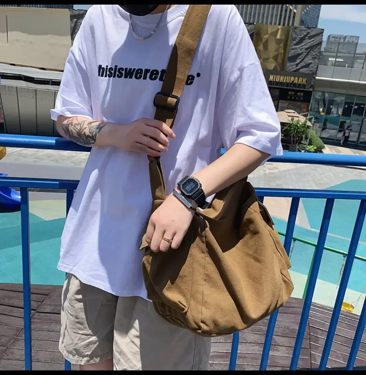 Men Pure Color Canvas Shoulder Bag 2025 Summer — feature 38