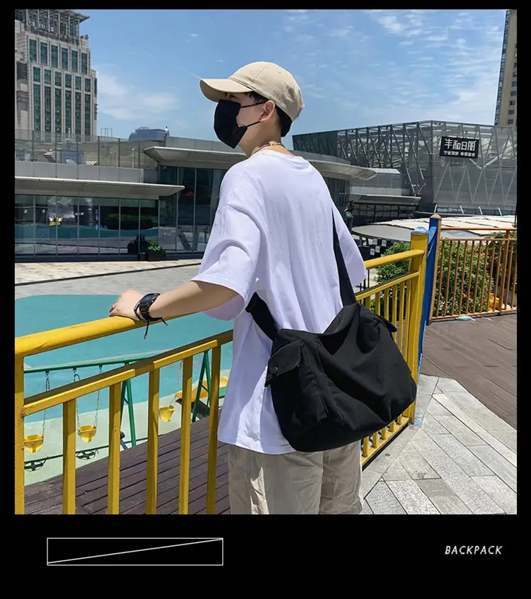 Men Pure Color Canvas Shoulder Bag 2025 Summer — feature 7