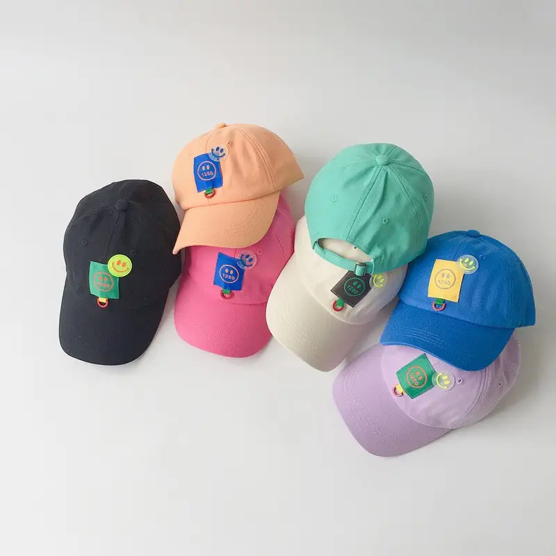 Baby Cap Smiley Embroidered Spring Autumn Multi Color