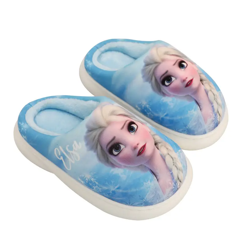 [70% discount] Frozen children's slippers winter indoor non-slip spider-man cartoon cotton shoes