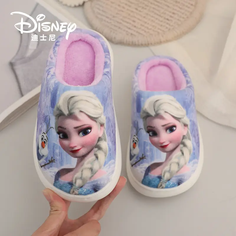 [70% discount] Frozen children's slippers winter indoor non-slip spider-man cartoon cotton shoes