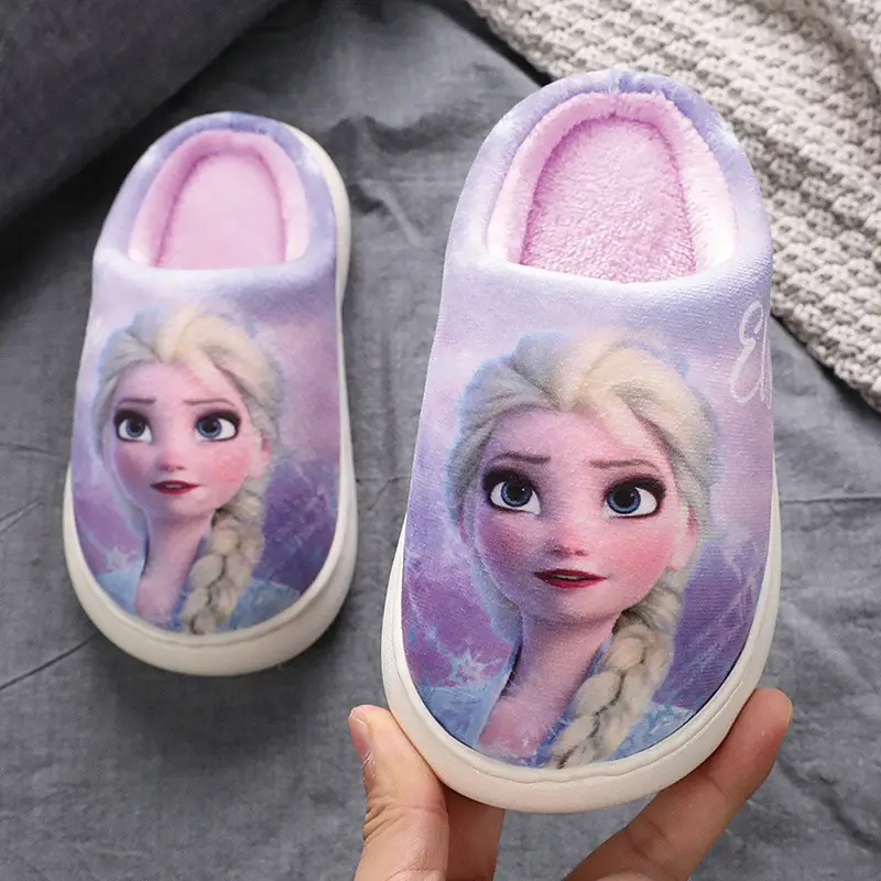 [70% discount] Frozen children's slippers winter indoor non-slip spider-man cartoon cotton shoes