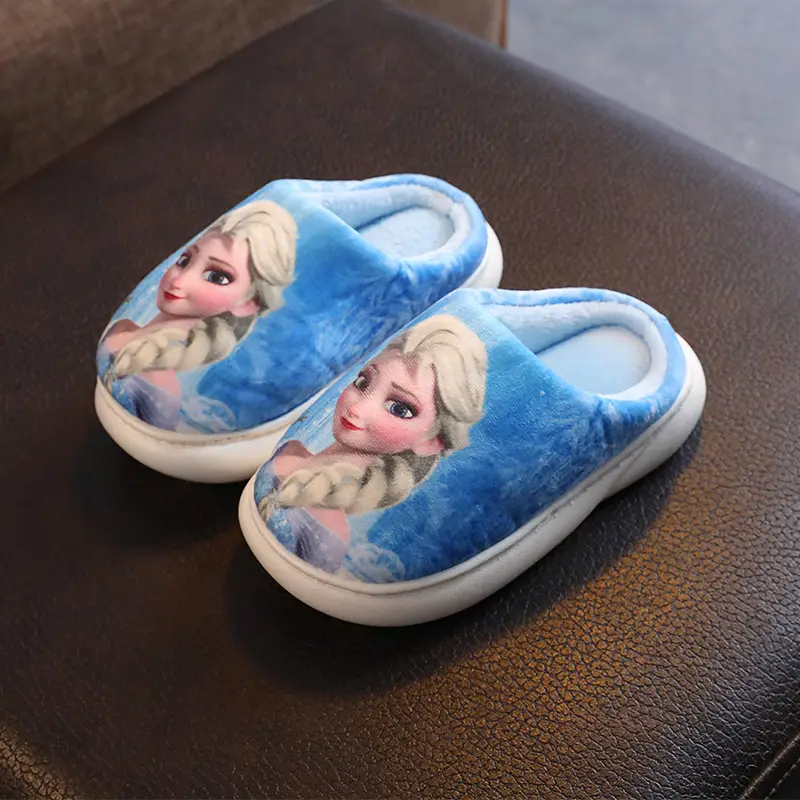 [70% discount] Frozen children's slippers winter indoor non-slip spider-man cartoon cotton shoes