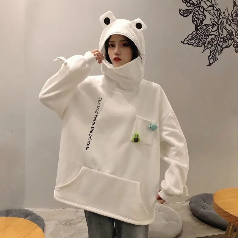 Frog Hooded Sweatshirt Green Large Couple Outfit - Image 2