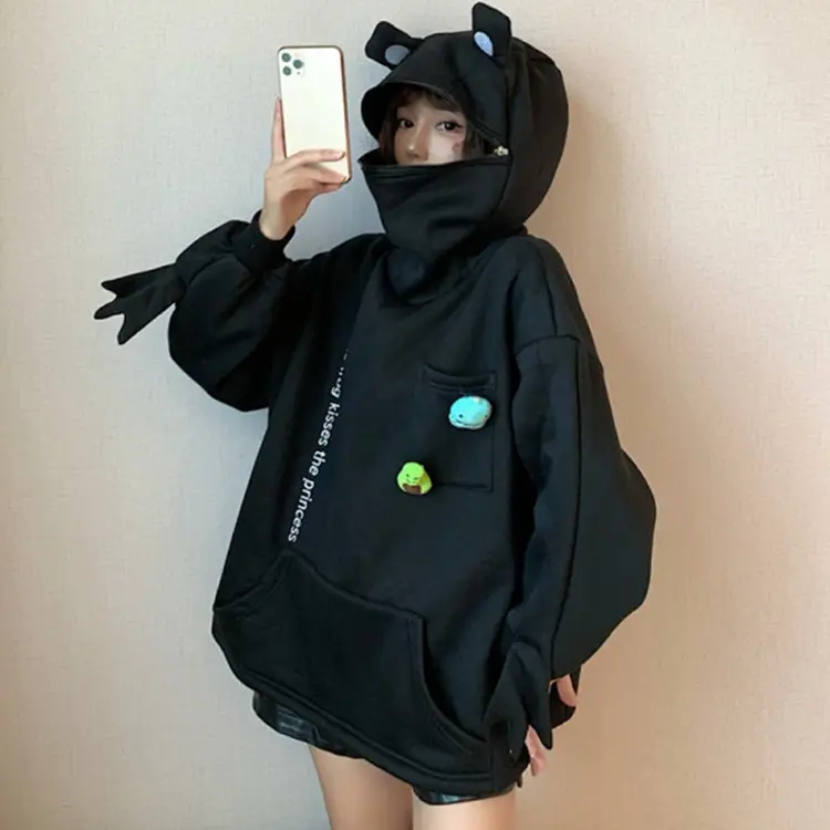 Frog Hooded Sweatshirt Green Large Couple Outfit - Image 4