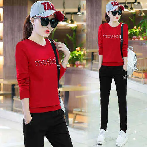 Women Printed Sweatshirt Set White Black Long Sleeve - Image 7