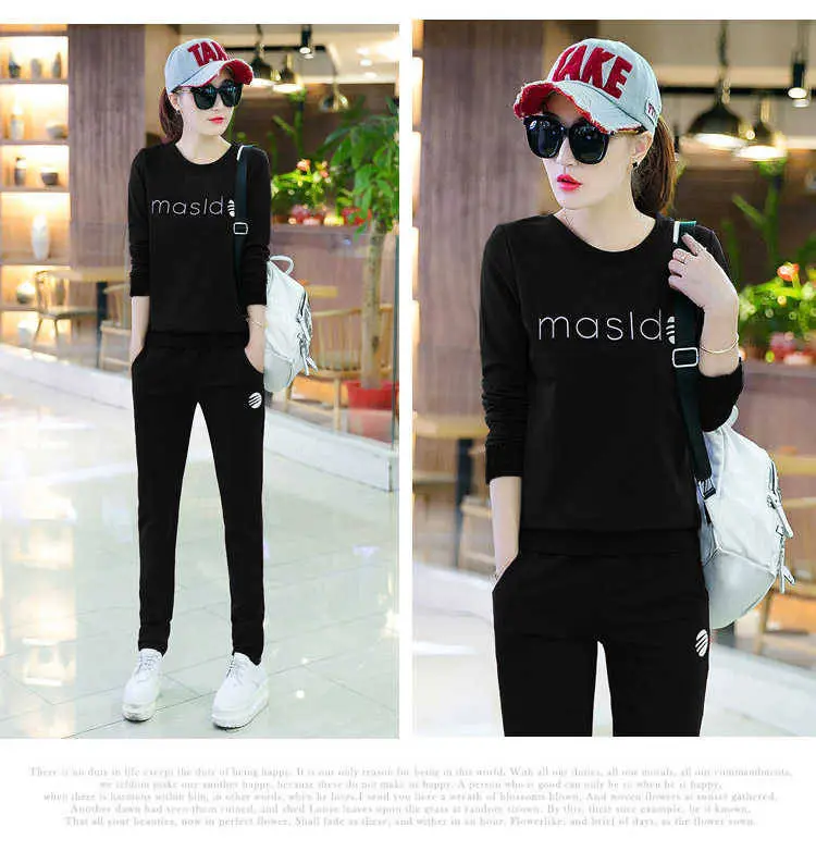 Women Printed Sweatshirt Set White Black Long Sleeve — feature 13
